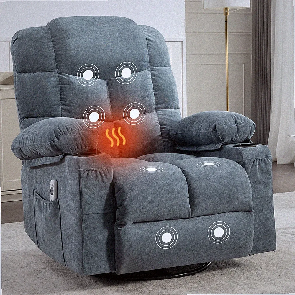 Massage Heat Recliner Chair for Adults Oversized with 2 Cup Holders USB Port